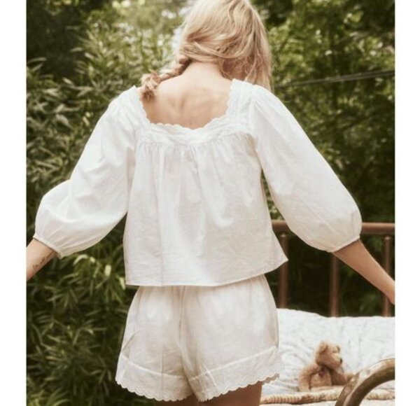 THE GREAT. eyelet button sleep top in true white NWT - Picture 2 of 2